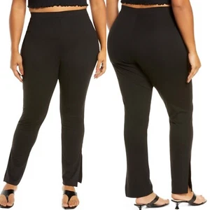 BP Nordstrom NWT Black Soft High Waist Leggings Pants Side Slit Sz 1X Pull On - Picture 1 of 6