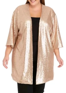 The Limited Women's Plus Gold Champagne Sequin Open Jacket Topper Size 3X $104 - Picture 1 of 12