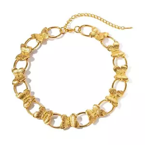 ANABELLA Chunky Butterfly 18K Gold Plated Stainless Steel Choker Necklace - Picture 1 of 9