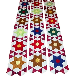 Top de edredón Patchwork Star 3 tiras 11x87 pulgadas cada corredor artesanía colores brillantes - Imagen 1 de 6
