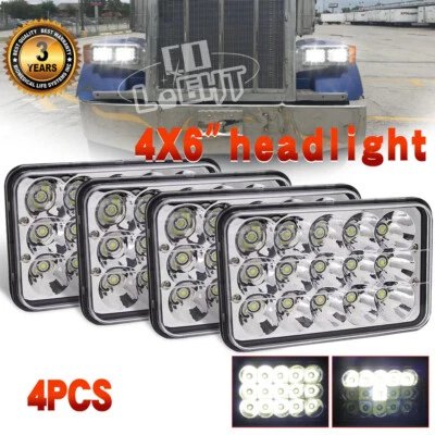 4pcs 4x6'' 90W Led Headlights Hi-Lo Sealed Beam For Peterbilt Kenworth T800 W900 - Image 1 of 4