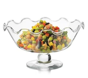 Libbey Glass 9.6" Courbe Pedestal Servir Caramelo Plato Boda Buffet - Imagen 1 de 1
