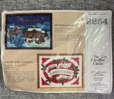 VTG The Creative Circle Christmas Embroidery Crewel SANTA IN THE SKY Kit #2254 - Image 1 of 2