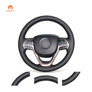 Black Artificial Leather Steering Wheel Cover for Jeep Cherokee Grand Cherokee - Foto 1 di 7