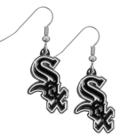 Chicago White Sox Dangle Earrings (Chrome) Licensed MLB Baseball Jewelry Cover