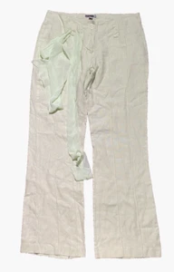 Bandolera Trousers Women Pleated Pastel Pea Linen with Shawl Size 14 30L - Picture 1 of 14