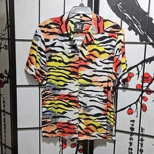 Ed Hardy Tiger Striped Button Shirt Size Small NWT - Picture 1 of 6