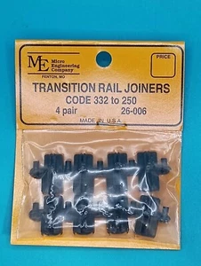 MICRO ENGINEERING G SCALE TRANSITION RAIL JOINERS CODE 332 TO 250 (4) PAIR - Bild 1 von 1