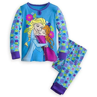 Disney Store Frozen Elsa Anna 2 piezas conjunto de pijama manga larga ajuste ajustado niña talla 8 Foto 1 de 3