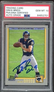 2001 Topps #328 Drew Brees RC Rookie Saints On Card PSA/DNA Auto GEM MINT 10 - Bild 1 von 2