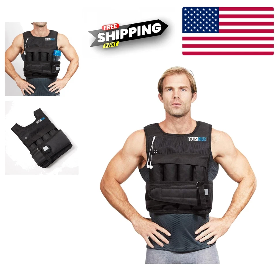 Runmax Rf20nop Run Fast 12lb-140lb Weighted Vest Without Shoulder Pads 20lbblack