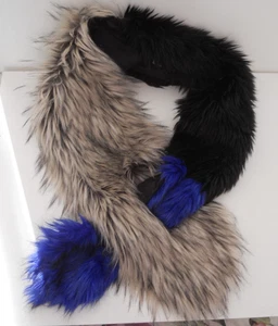 BUFANDA RIVER ISLAND NEGRA AZUL GRIS LARGO CUELLO IMITACIÓN PIEL - Imagen 1 de 3