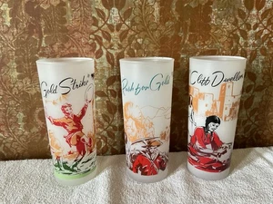 Lot Of 3, Wild West Tumblers, 6.5 In Frosted, VGC - Picture 1 of 5