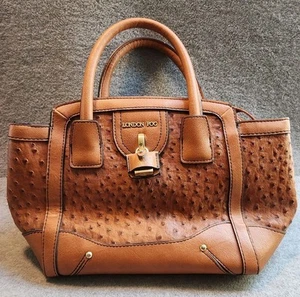 London Fog Damen große Schultertasche Kunstleder Straußenmuster hellbraun Handtasche - Bild 1 von 7