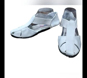 American Sweetheart 10 Sandalen weiß Polyester Obermaterial flach Slipper Schuhe Schuhe. - Bild 1 von 4