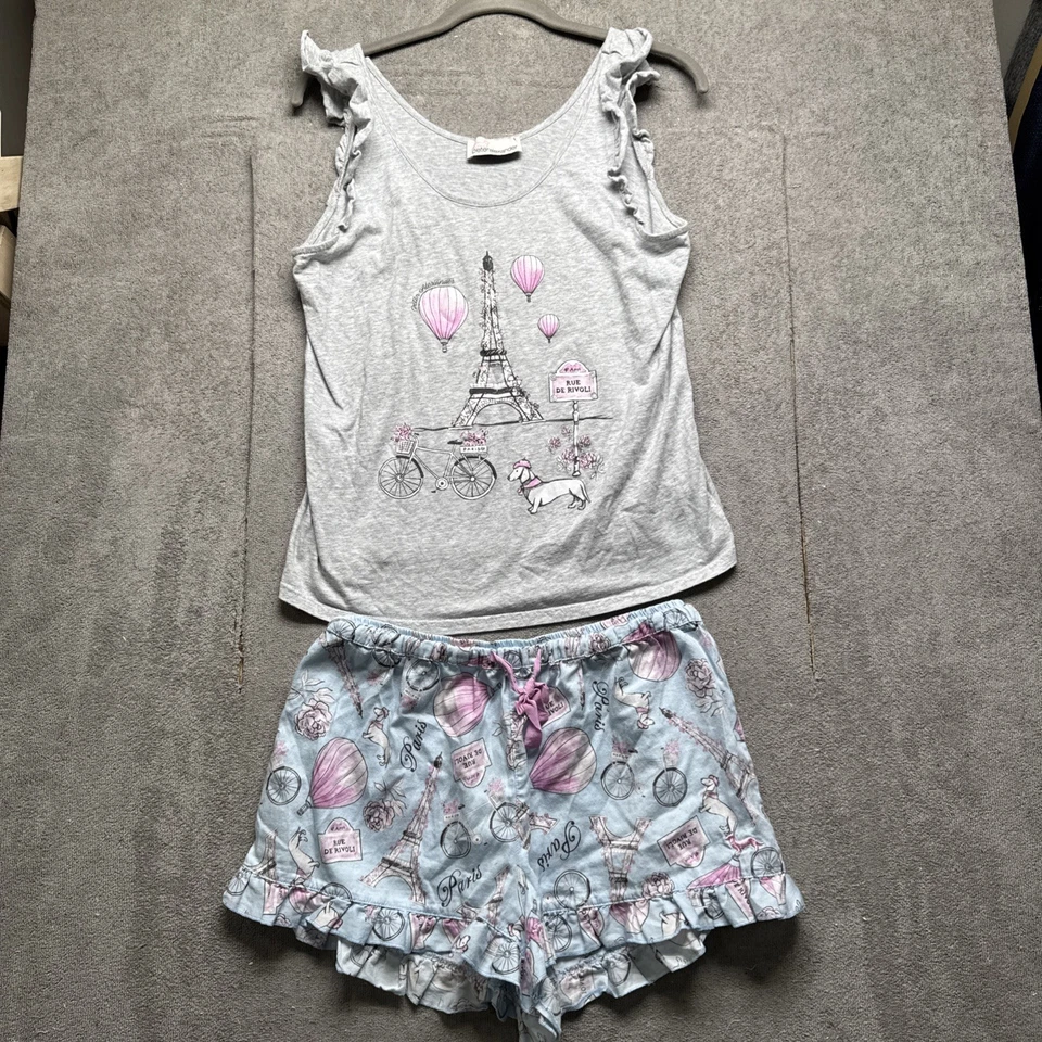 Conjunto de pijama sin mangas y pantalones cortos Peter Alexander Paris Torre Eiffel para mujer pequeño de algodón Foto 1 de 4