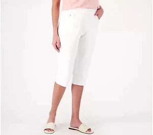 Quacker Factory DreamJeannes Pedal Pusher Pants White X-Large A596299 - Picture 1 of 1