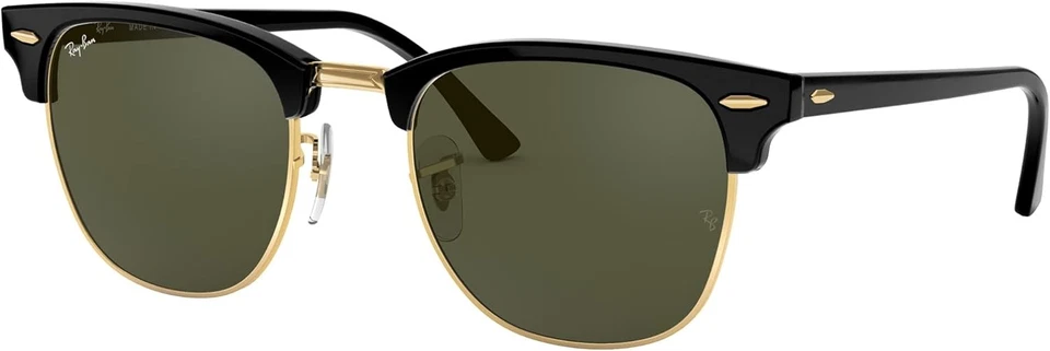 Gafas de sol Ray-Ban unisex marco negro sobre dorado, lentes verdes, 51 mm Foto 1 de 1