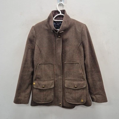 Joules Fieldcoat Green Wool Check Tweed Country Race Day Field Coat Jacket Uk 12 - Image 1 of 4