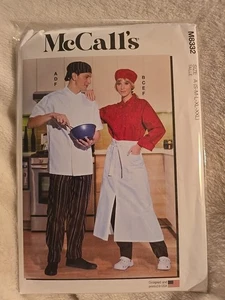 8332 McCALLS - Chef JACKET PANTS APRON & CAP - UNISEX Adult Sz: S/M/L/XL/XXL NEW - Picture 1 of 2