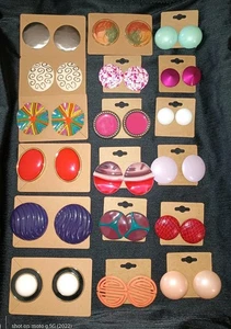 New/Vintage Lot Of 18 Pair Retro Funky Pierced Earrings! - Picture 1 of 8