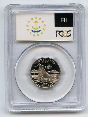2001 S 25C Clad Rhode Island Quarter PCGS PR70DCAM - Image 1 of 2