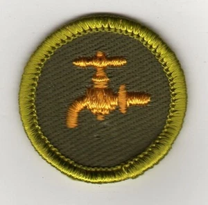 Plumbing Merit Badge, Type F Rolled Edge Khaki Twill (1961-68), Lt-Used - Picture 1 of 1