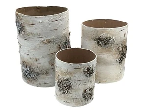 Set Of 3 Faux Birch Bark Vase Planters Candle Holder Rustic Eclectic Home Decor - Picture 1 of 8