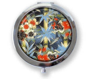Washi Japanese Bamboo Floral Pattern Compact Mirror Purse mirror Wedding - Picture 1 of 4