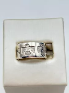 STERLING SILVER 925 BELL TRADING POST 10mm THUNDERBIRD BAND SIZE 6.5 RING 5.7g - Picture 1 of 12