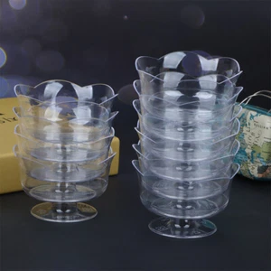 10Pcs Creative Transparent Lotus Shape Dessert Cups Mousse Plastic Container $d - Picture 1 of 12