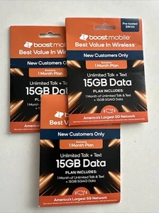 Boost Mobile Preloaded SIM Card (15GB) - 1 Month - Picture 1 of 2
