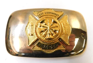EAST NORTHPORT, NY FIRE DEPARTMENT BRASS FIREMAN'S BELT BUCKLE 3 1/2" LONG USA - Picture 1 of 4