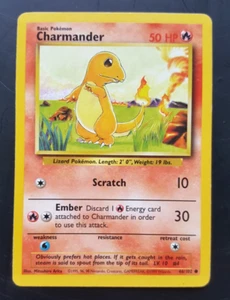 Charmander - 46/102 - Base Set Unlimited Common Pokemon TCG 1999 - LP/MP - Picture 1 of 2