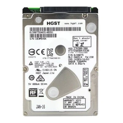 Hitachi 500GB HTS725050A7E630 7200RPM 32MB SATA 2.5" Laptop HDD Hard Disk Drive - Image 1 of 4