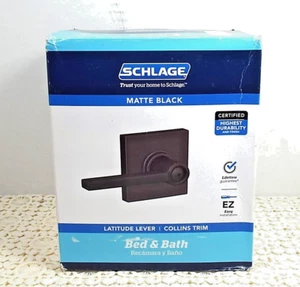 Schlage Matte Black Latitude Lever / Collins Trim – All Assembly Items - Picture 1 of 9