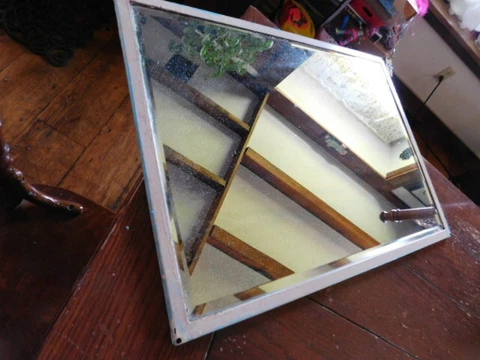 vintage industrial Art Deco steel metal wall mirror bathroom shaving commercial Cover