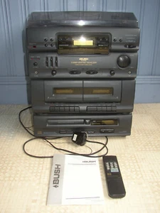 Vtg Bush Midi Sound System Record deck Radio Twin cassette Cd player + Remote - Picture 1 of 23