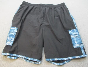 Men's Swim Trunks 2XL XXL Mossy Oak Fishing Shorts Lined Black Blue Pockets - Picture 1 of 7