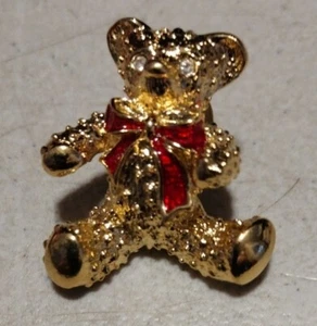 Broche prendedor vintage de oso de peluche Avon dorado - Imagen 1 de 3