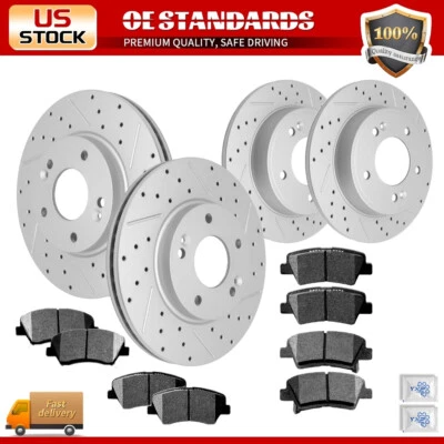 Front Rear Disc Rotors Ceramic Brake Pads for Hyundai Elantra Veloster Kia Forte Foto 1 de 4