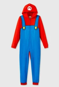 Super Mario Pajamas One Piece Hoodie Union Suit Boys 4 5 6 8 10 Nintendo Luigi - Picture 1 of 3