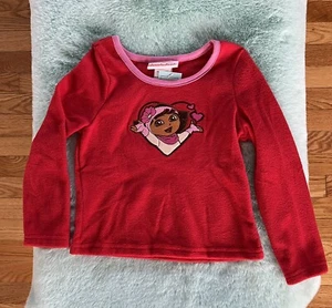 NWT Dora The Explorer Sleep Pajama Top Sz 4T Red Valentines - Picture 1 of 7