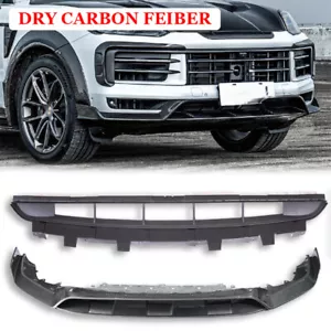 DRY CARBON FIBER Front Bumper Spoiler Splitter Lip For Porsche Cayenne 9Y0.2 24+ - Picture 1 of 5