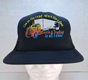 De colección Divertido Truckin Trucker Sombrero Malla Snapback Negro "Truckin Is All I Crave" - Imagen 1 de 8