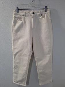Ann Taylor Loft Women White Denim Jeans Curvy High Waist Straight Crop Size 4/27 - Picture 1 of 9