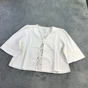 New Meadows Shirt Womens 14 Mahonia Shirt White Relaxed Square Neck - Picture 1 of 12