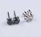 1.50Tcw Black Raw Diamond Stud 14kt White Gold Rough Diamond Earrings Prong set