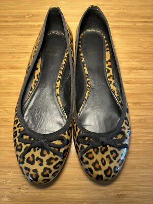 Saks Fifth Avenue Shoes Balet Flats Woman Sz 7.5 Leather Patent Leopard Print - Image 1 of 4