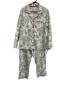 Gilligan & OMalley NWT White Gray Cotton Pajama Set Red Piping Sz XXL - Picture 1 of 15
